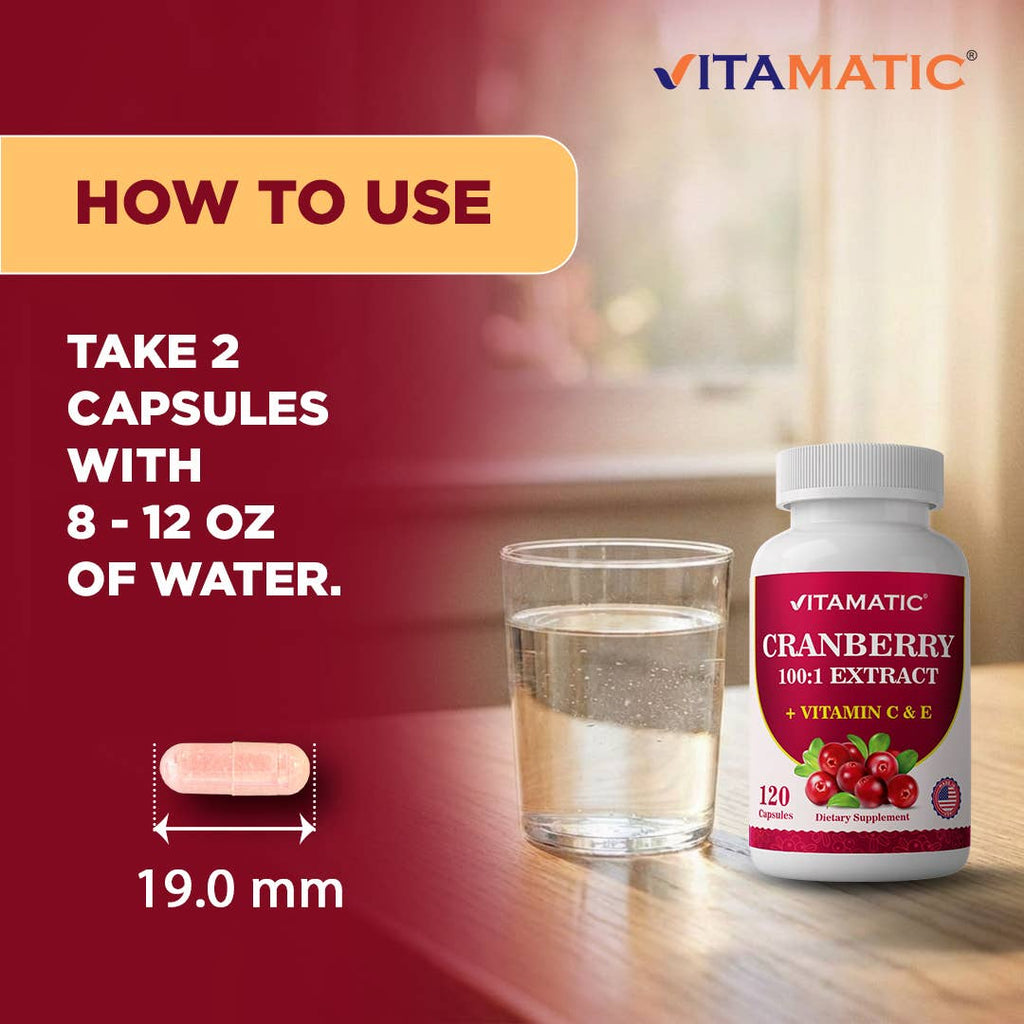 Vitamatic Cranberry 500 mg 100:1 Extract (2 Capsules)-120 ct