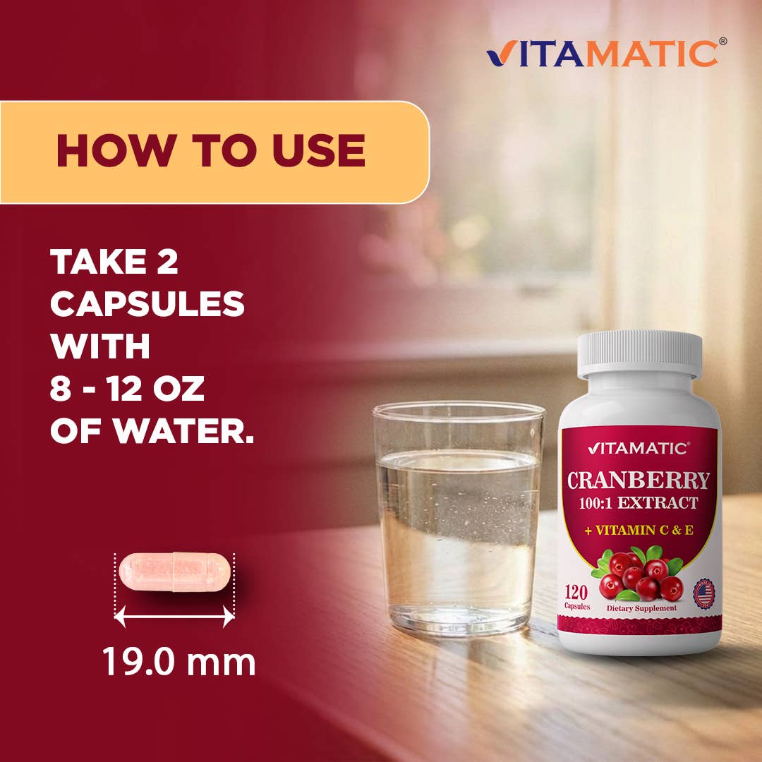 Vitamatic Cranberry 500 mg 100:1 Extract (2 Capsules)-120 ct