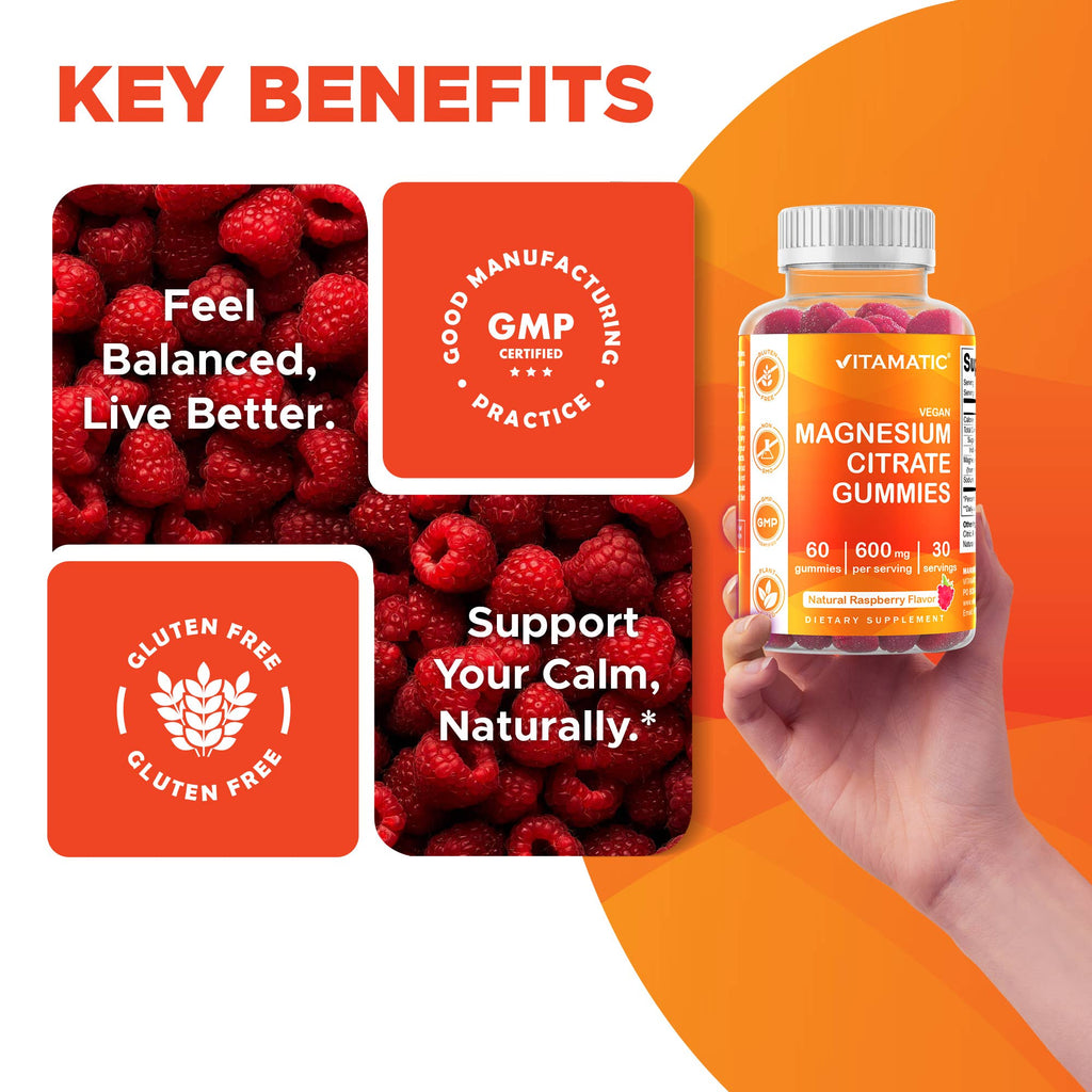 Vitamatic Magnesium 600mg | Muscle & Calm | 60 Vegan Gummies