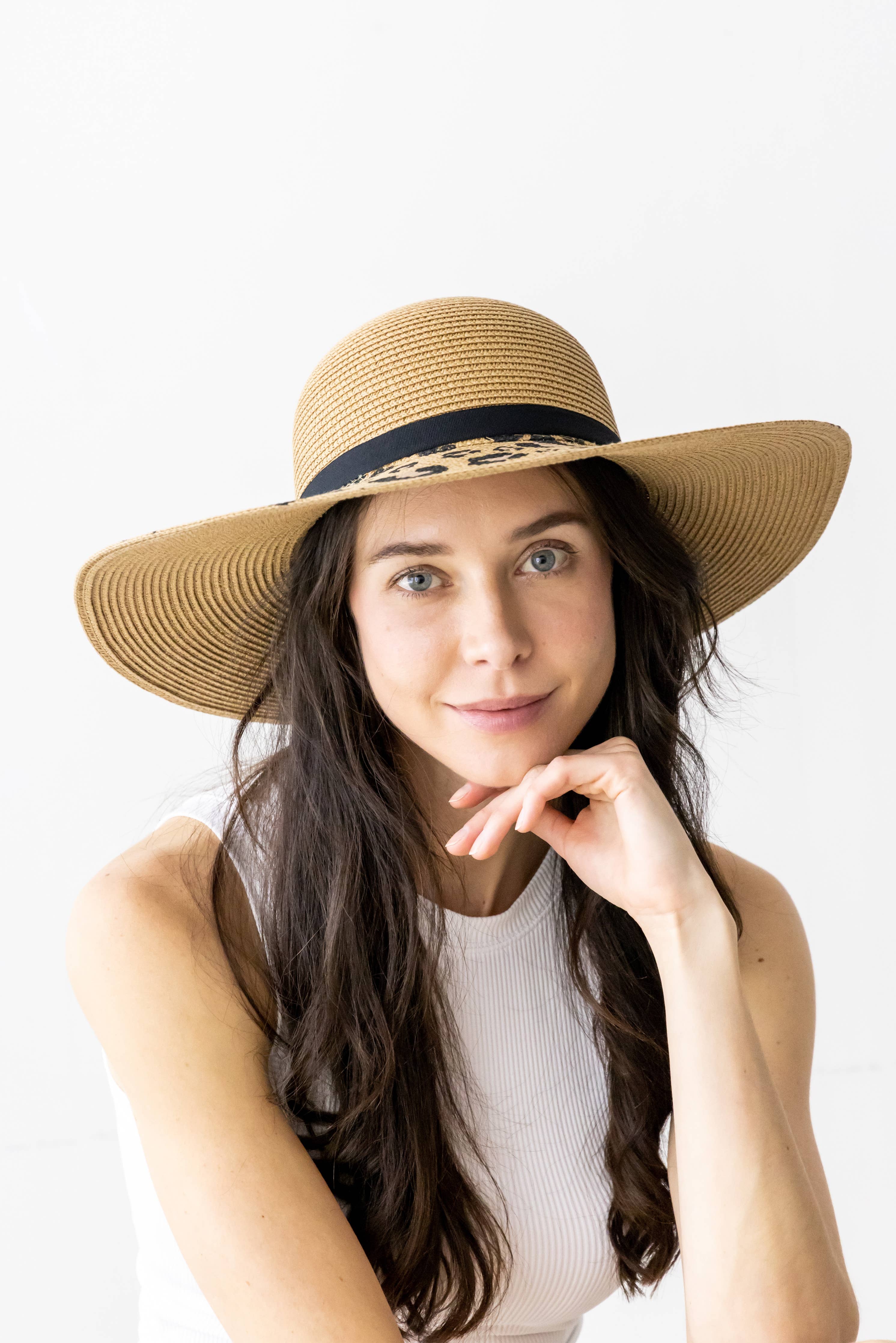 Animal Print / Ribbon Straw Sun Hat
