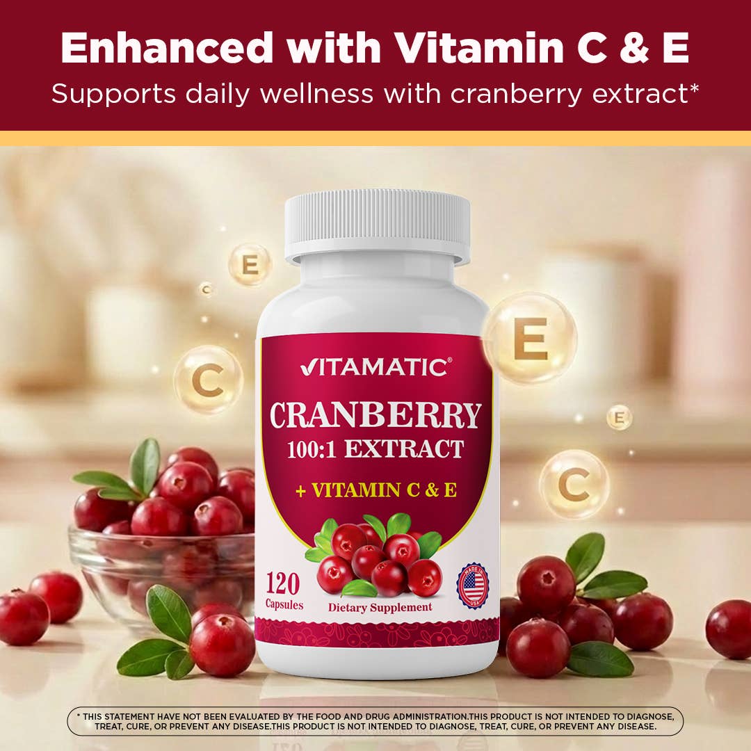 Vitamatic Cranberry 500 mg 100:1 Extract (2 Capsules)-120 ct