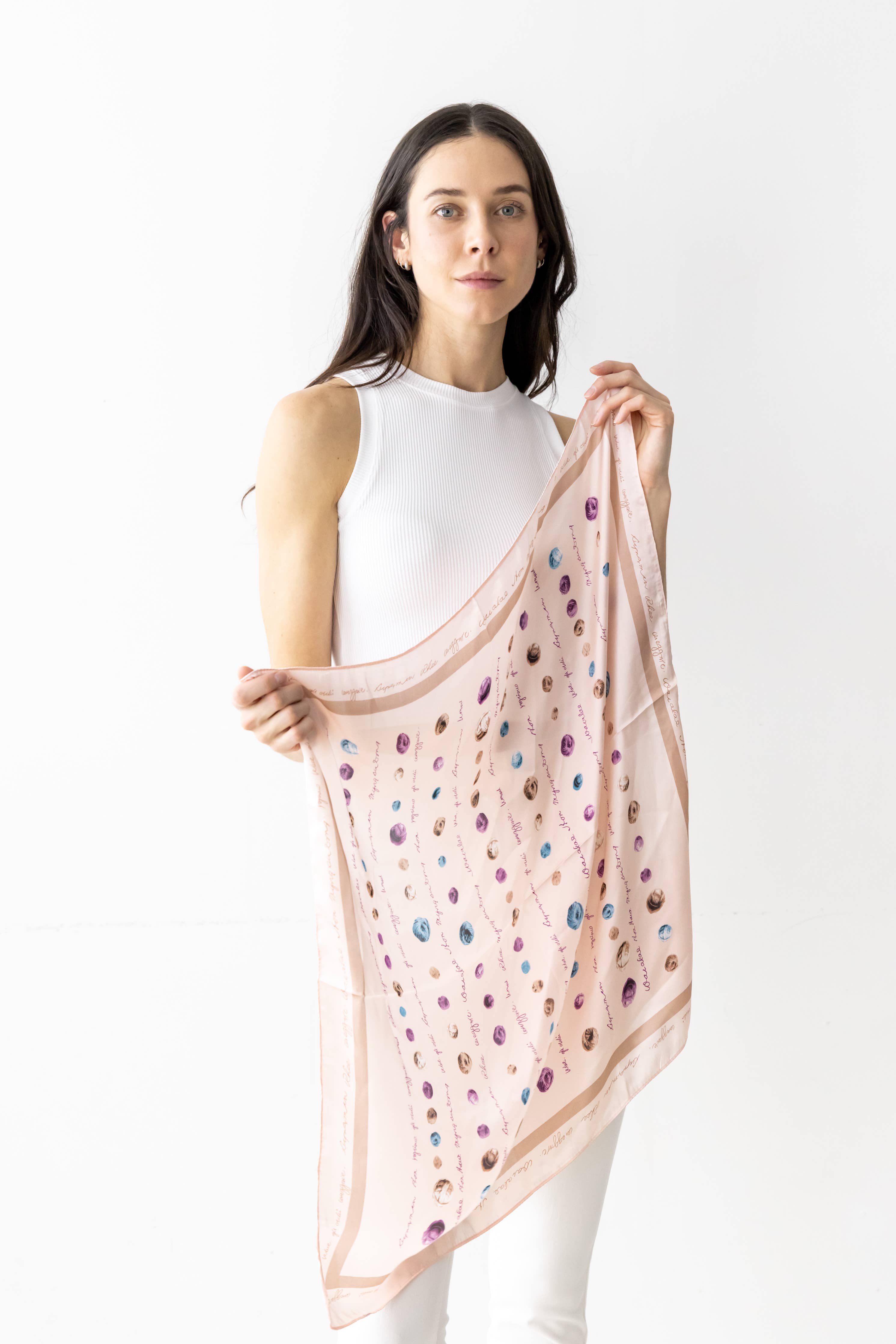 Yarn Ball Print Silky Square Scarf