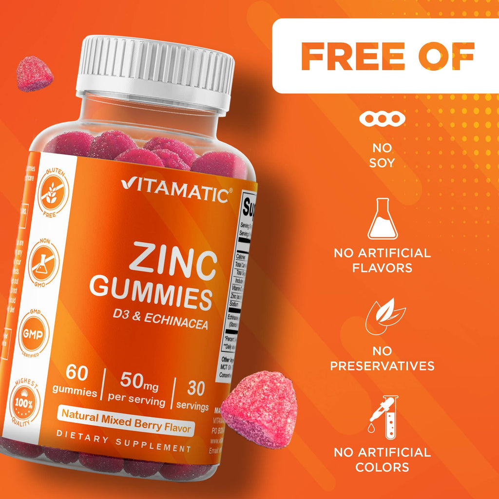 Vitamatic Zinc 50mg | Immune Support | 60 Vegan Gummies