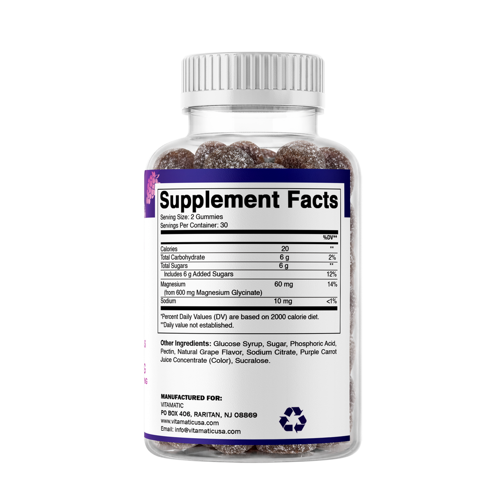 Vitamatic Magnesium Glycinate Gummies 600 mg, 60 Count