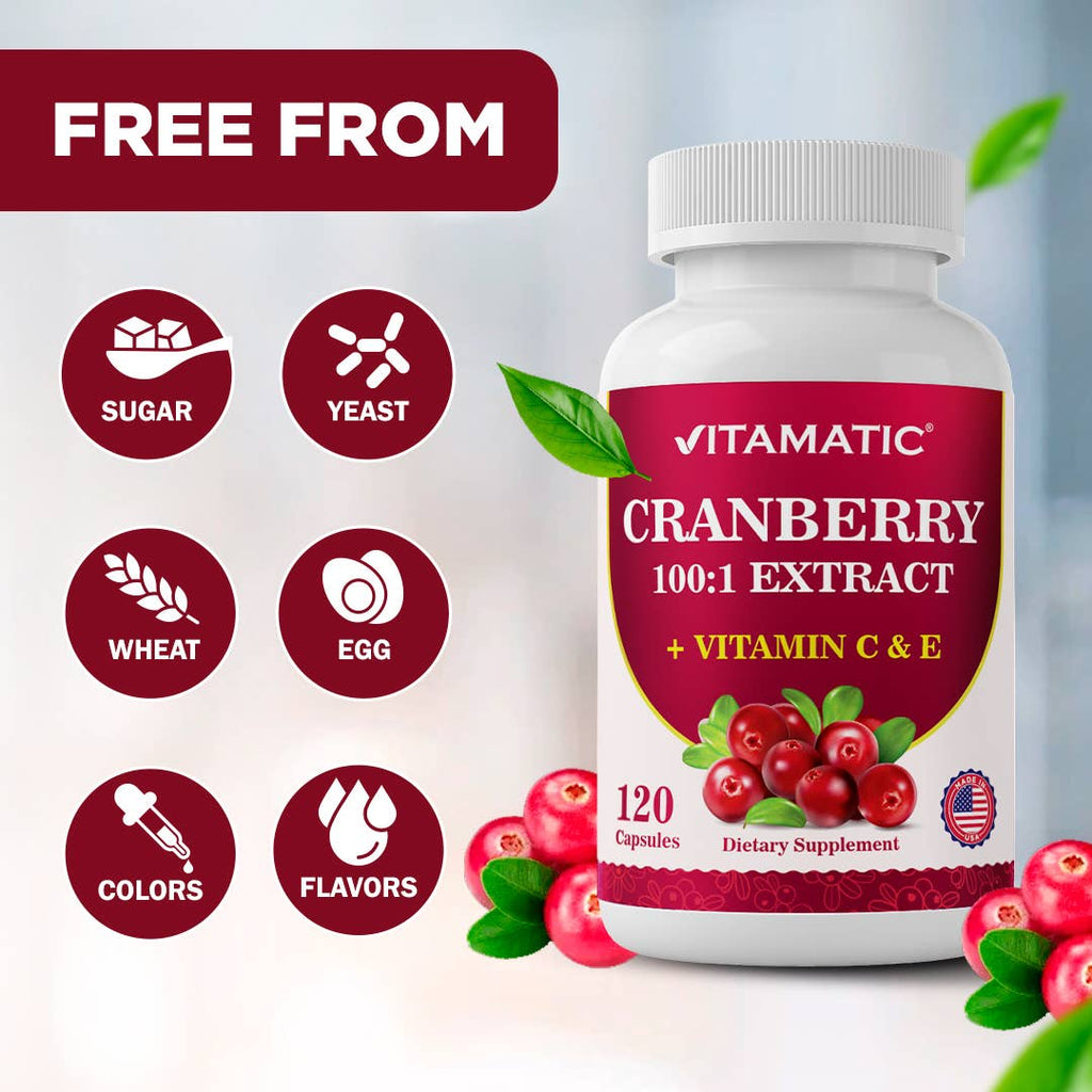 Vitamatic Cranberry 500 mg 100:1 Extract (2 Capsules)-120 ct