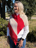 Shawl knit red beige