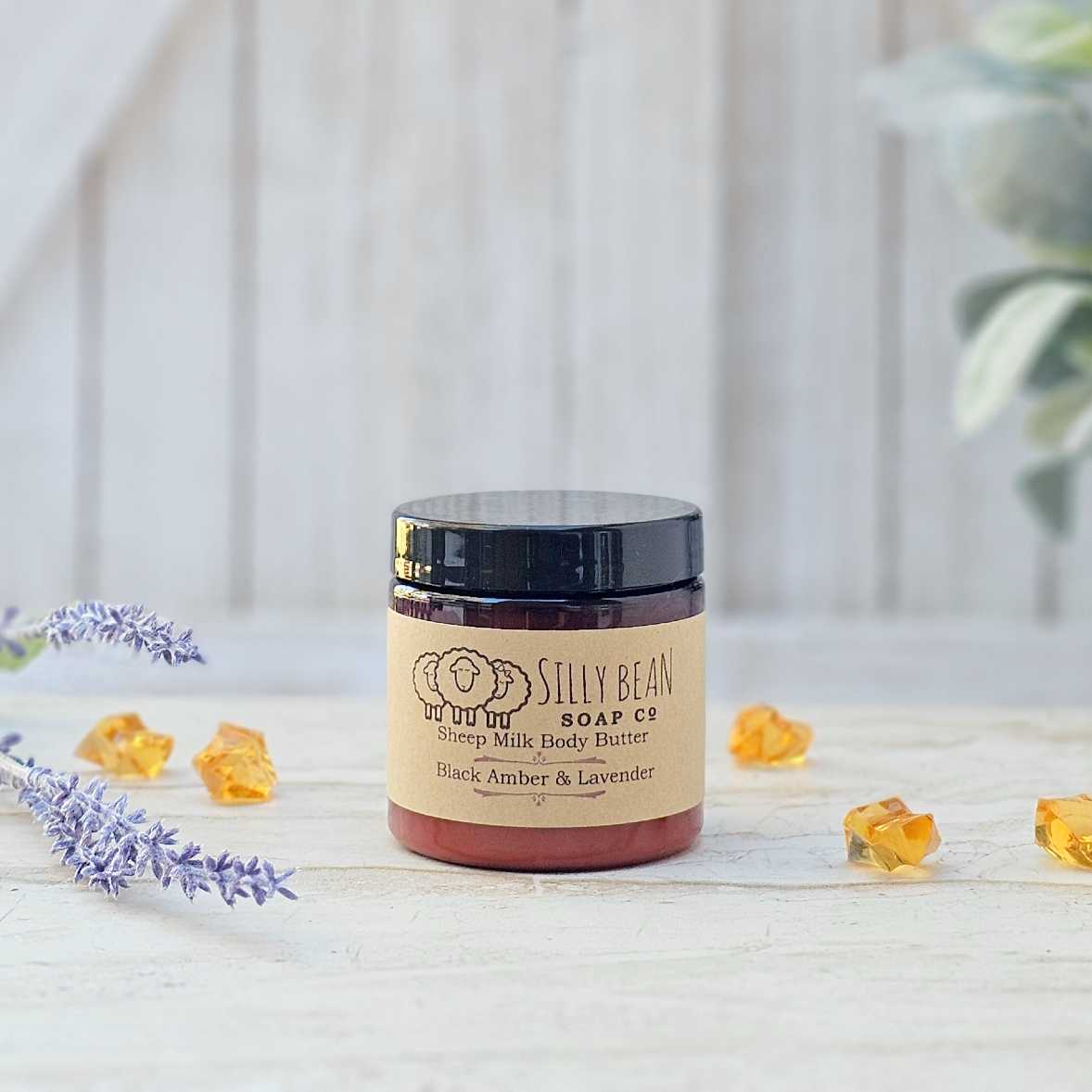 black amber and lavender 4 ounces body butter