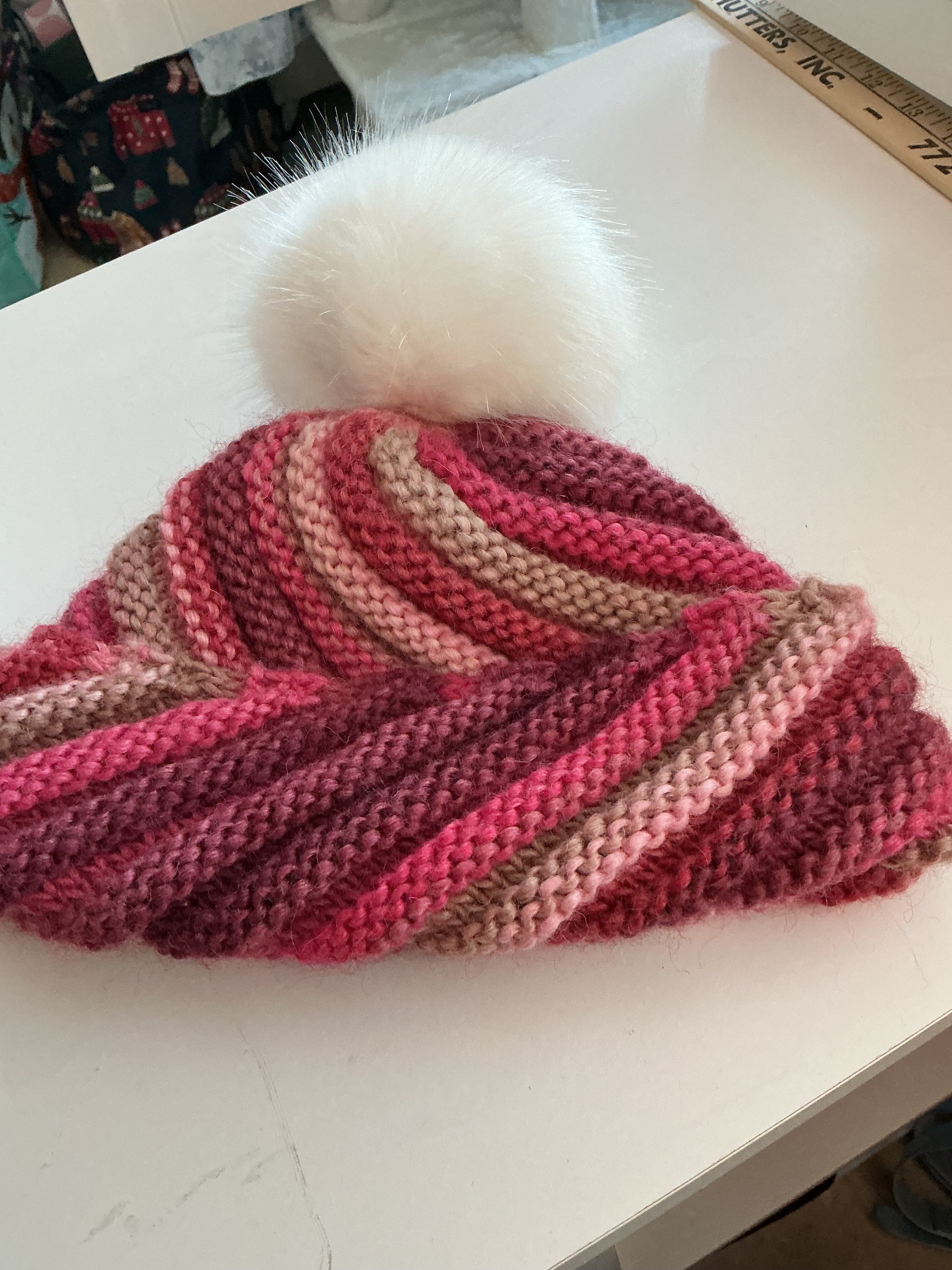 Pink hat big puff