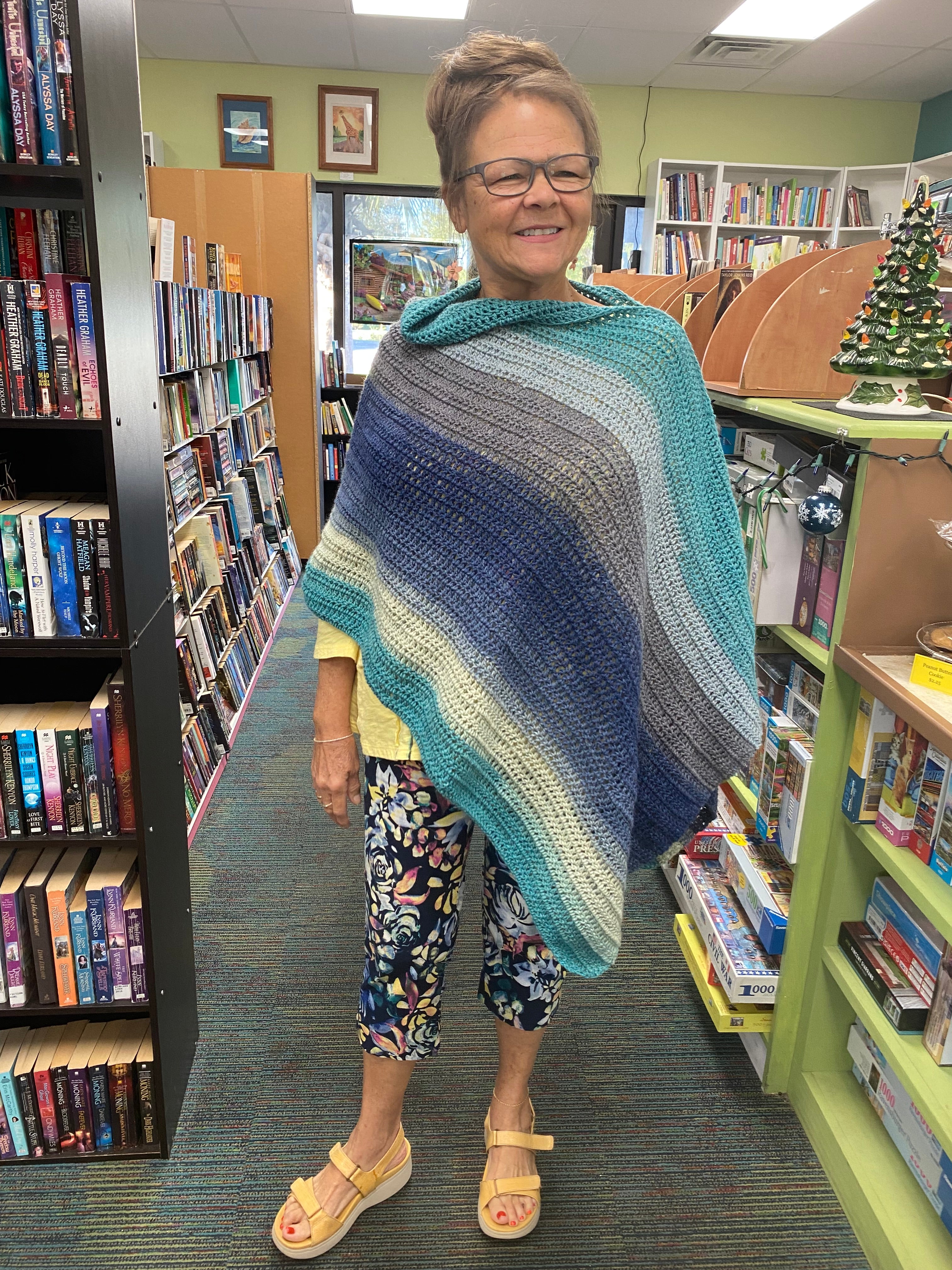 Poncho mandala blue