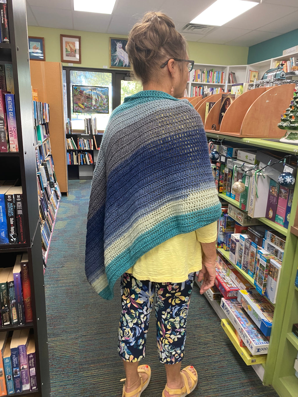 Poncho mandala blue