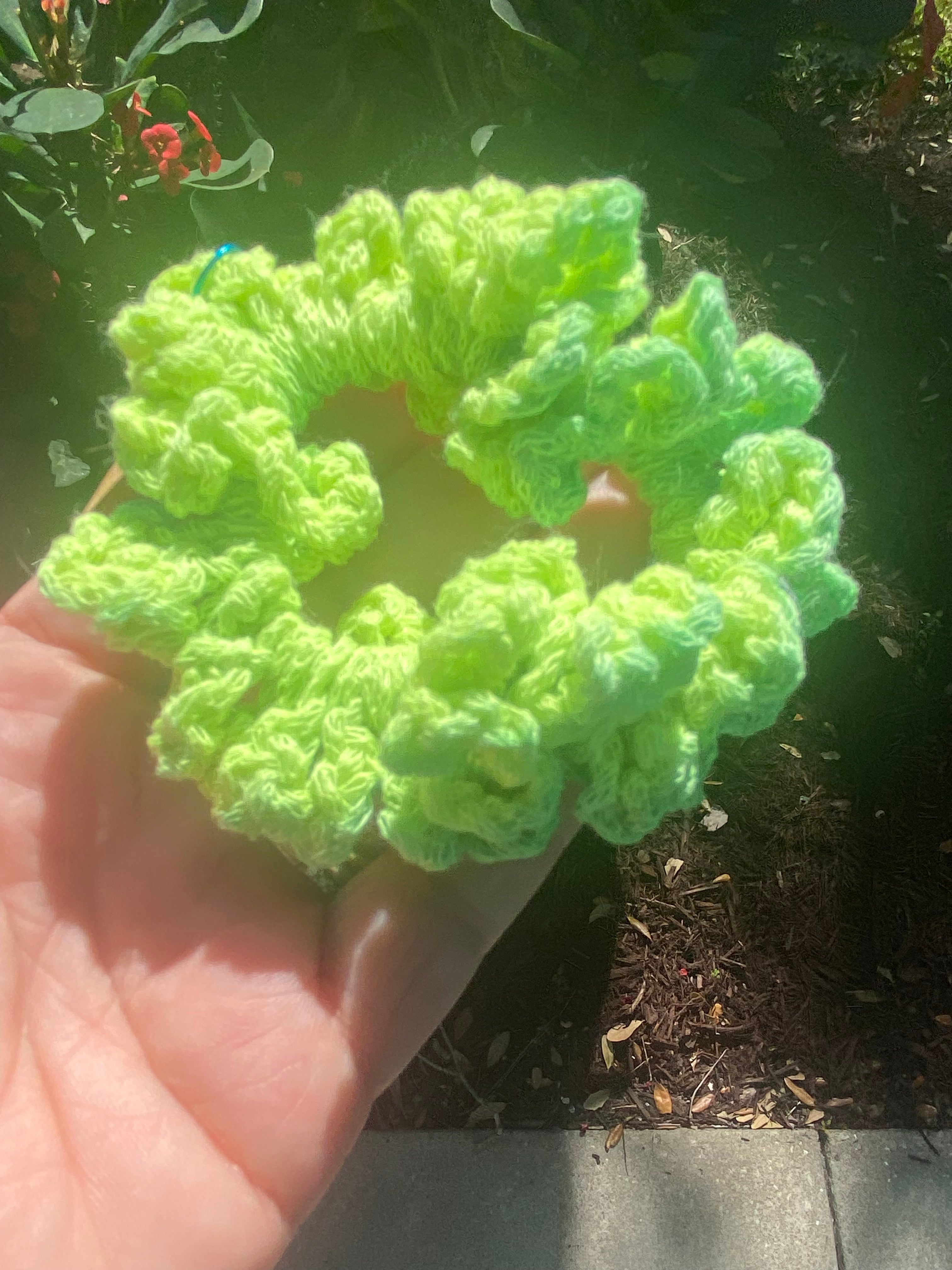 color changing hair scrunchie green