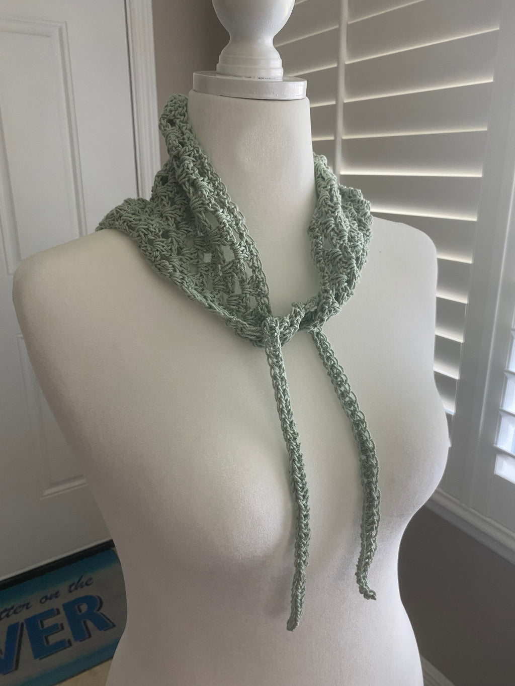 bandana or neck scarf with ties green cotton