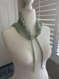 bandana or neck scarf with ties green cotton