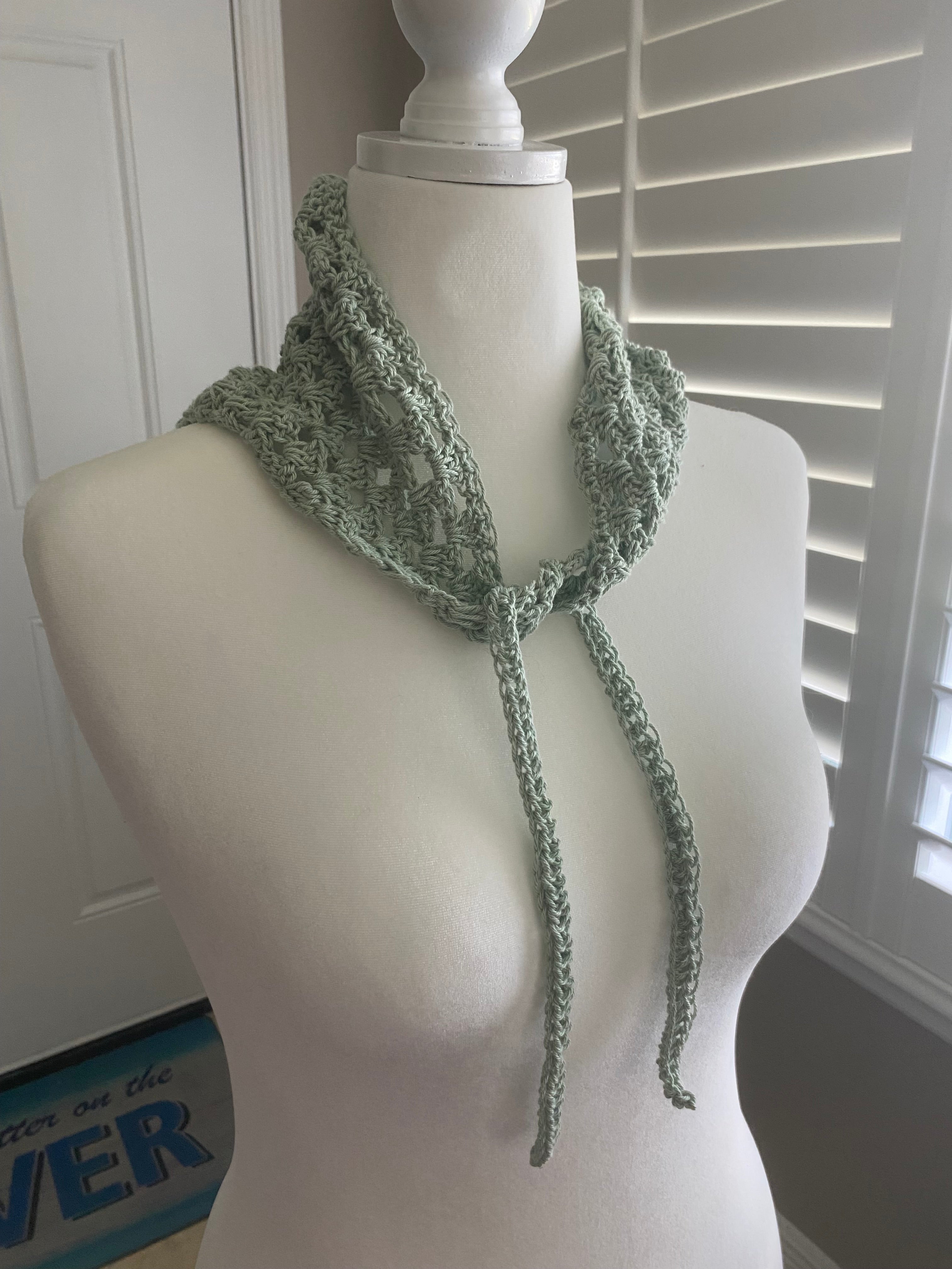 bandana or neck scarf with ties green cotton
