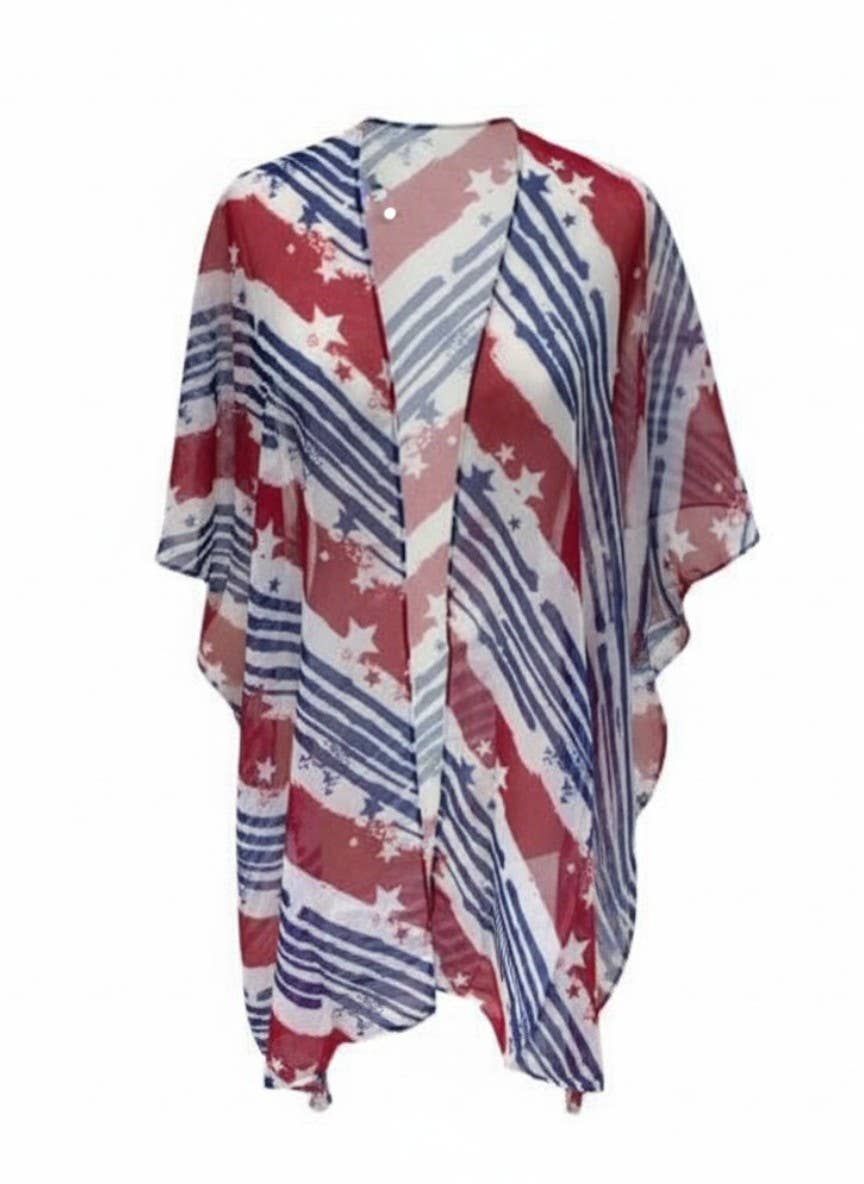 Americana Star Printed Kimono Cardigan