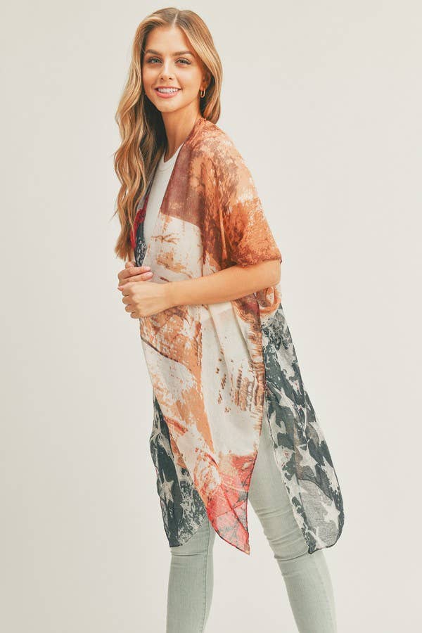 Vintage American Flag Grunge Kimono