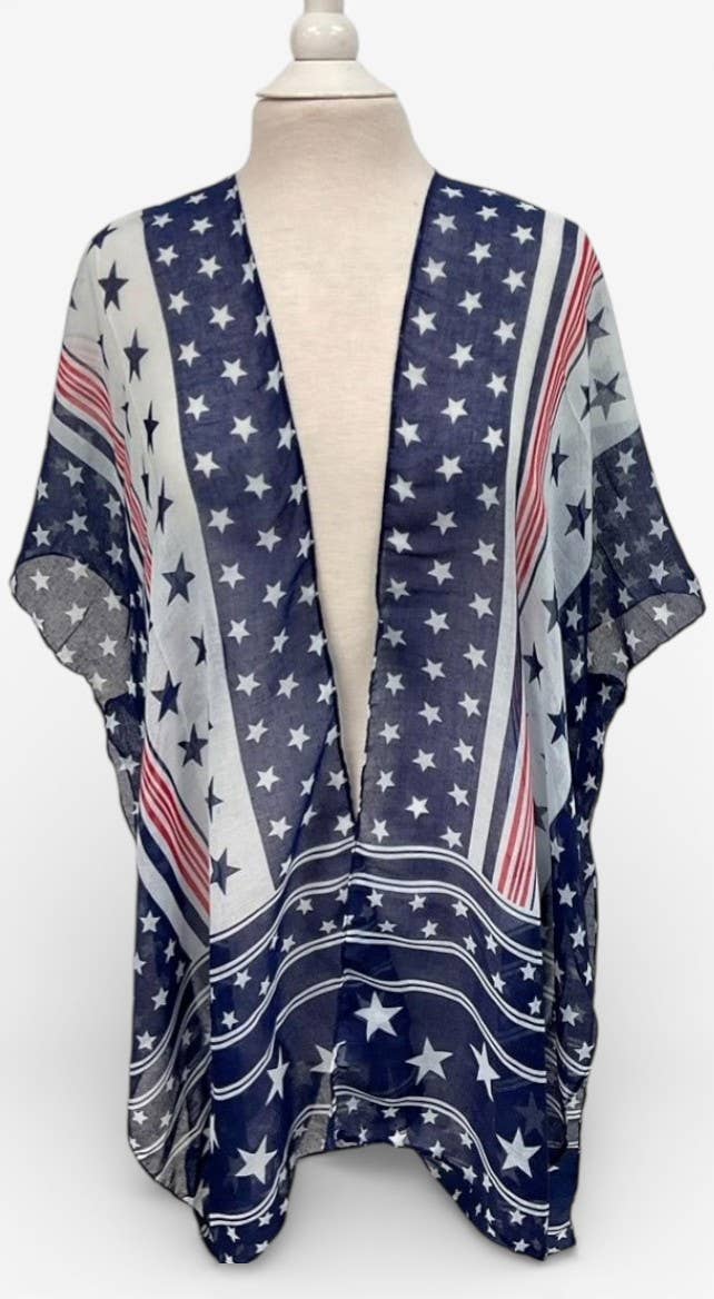 Americana Star Printed Kimono Cardigan