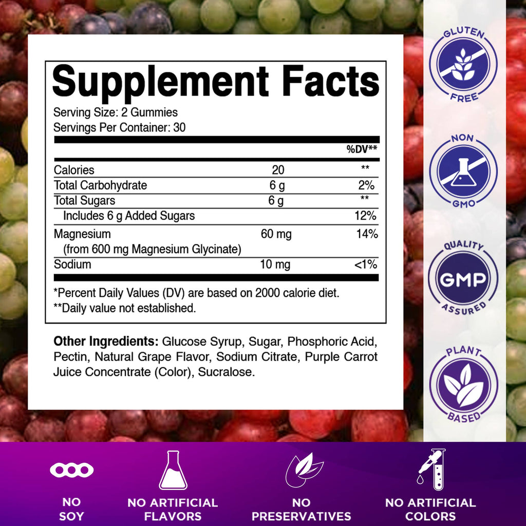 Vitamatic Magnesium Glycinate Gummies 600 mg, 60 Count