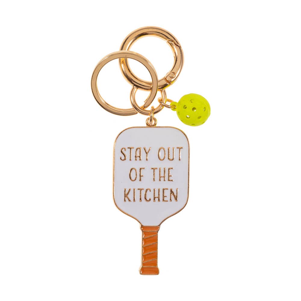 STAY OUT OF THE KITCHEN Message Enamel Pickleball Bag Charm