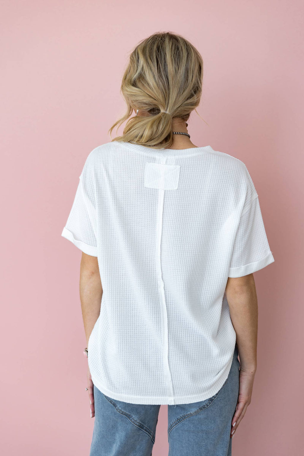 Short Sleeve Two-Tone Thermal Top