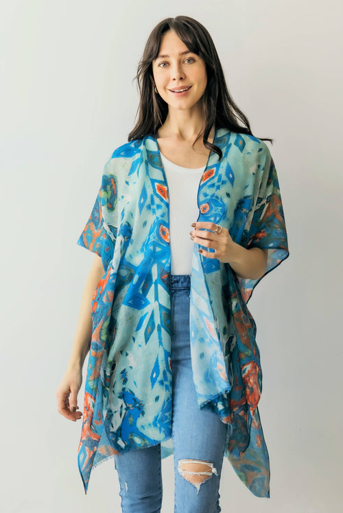 Abstract / Floral Print Kimono
