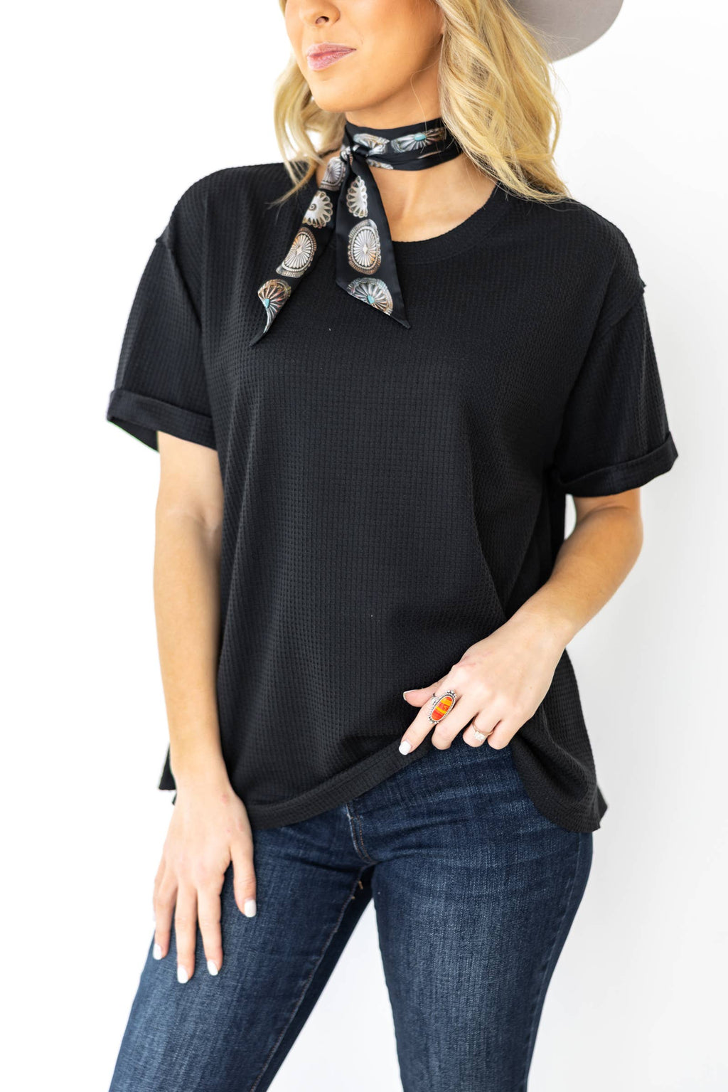 Short Sleeve Two-Tone Thermal Top