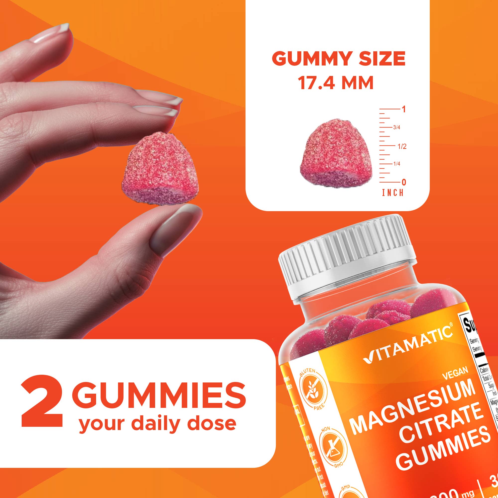 Vitamatic Magnesium 600mg | Muscle & Calm | 60 Vegan Gummies