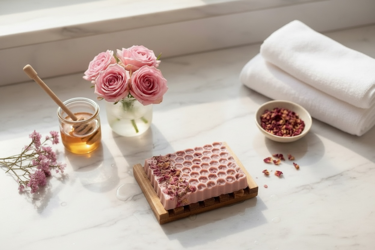 Honey Rose Soap Bar—Floral Handmade Soap 