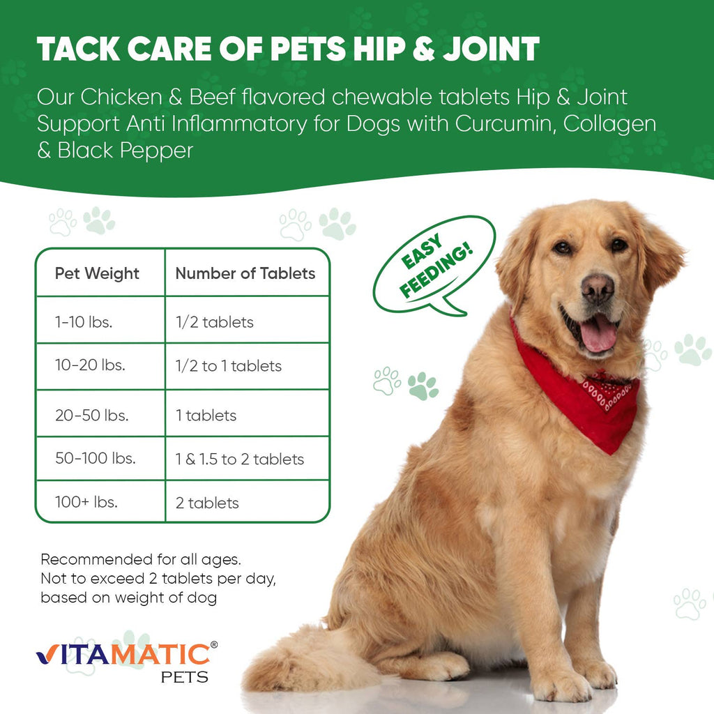 Vitamatic Turmeric for Dogs | Joint & Hip Support| 120ct