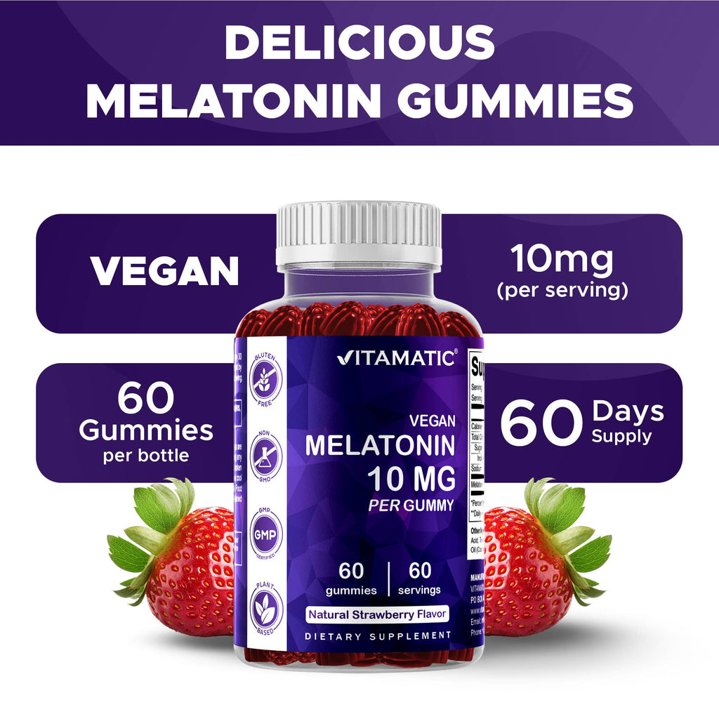 Vitamatic 10mg Melatonin | Vegan & Non-GMO | 60ct