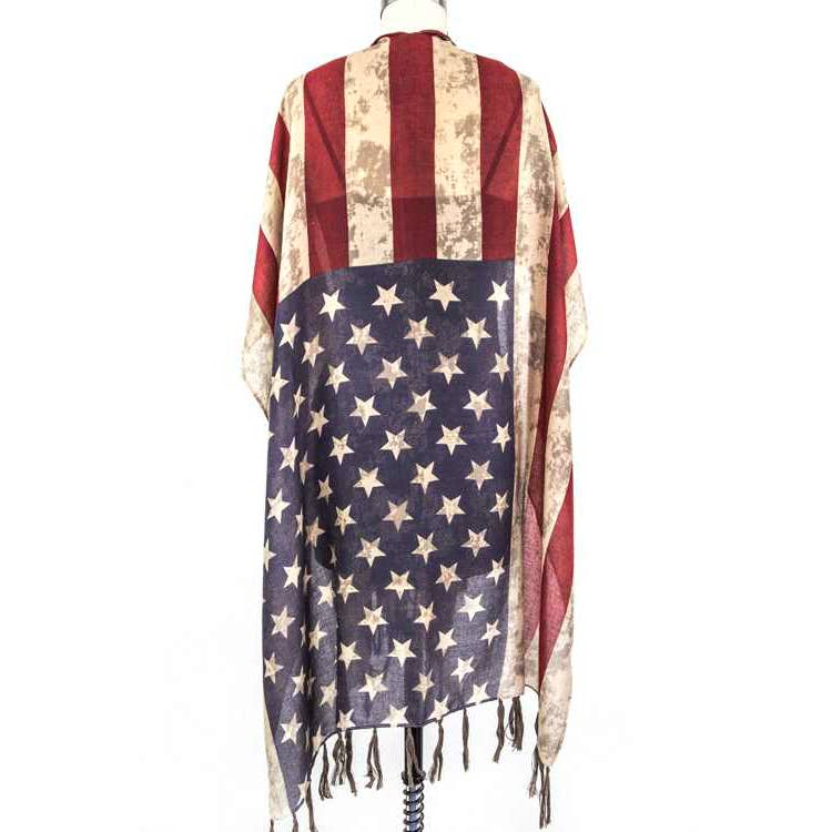 Vintage US Flag Shaped Shawl