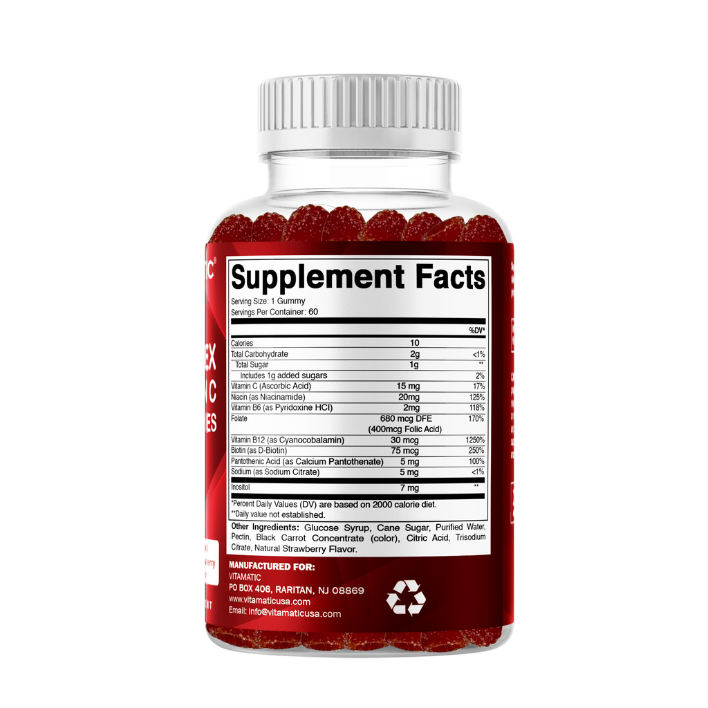 Vitamatic B-Complex + C & Inositol | Energy | 60 Gummies