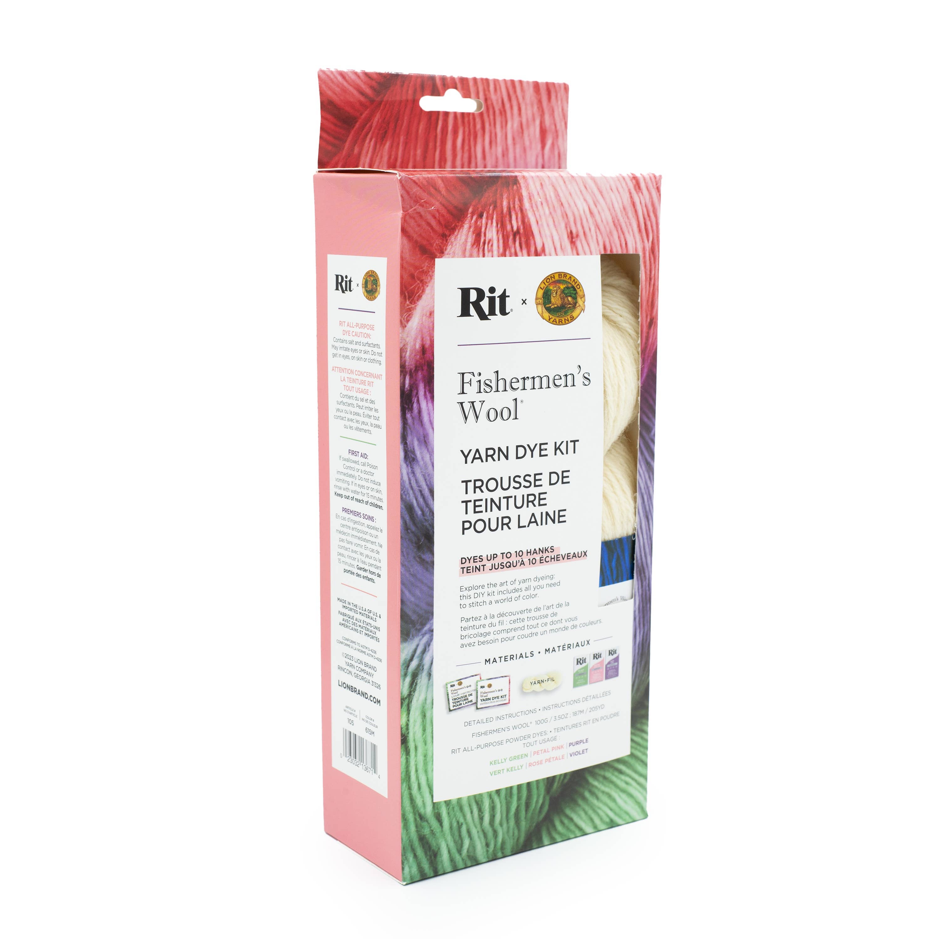 Lion Brand Yarn FW DyeKit Petal Pink Purple Kelly Green 1Kit