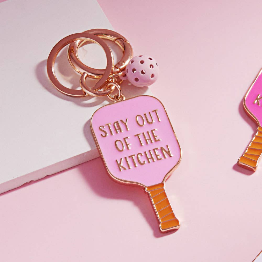 STAY OUT OF THE KITCHEN Message Enamel Pickleball Bag Charm