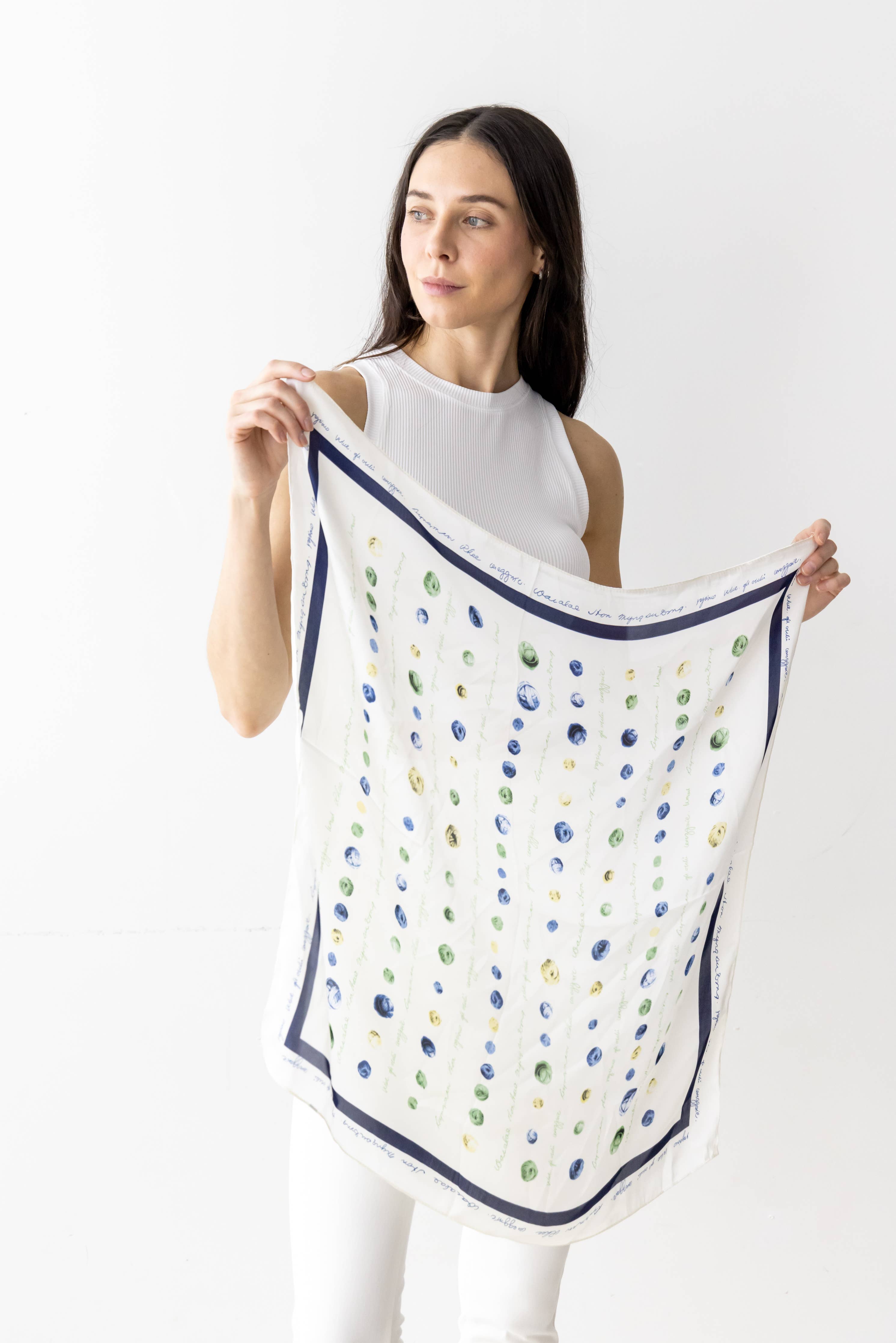 Yarn Ball Print Silky Square Scarf