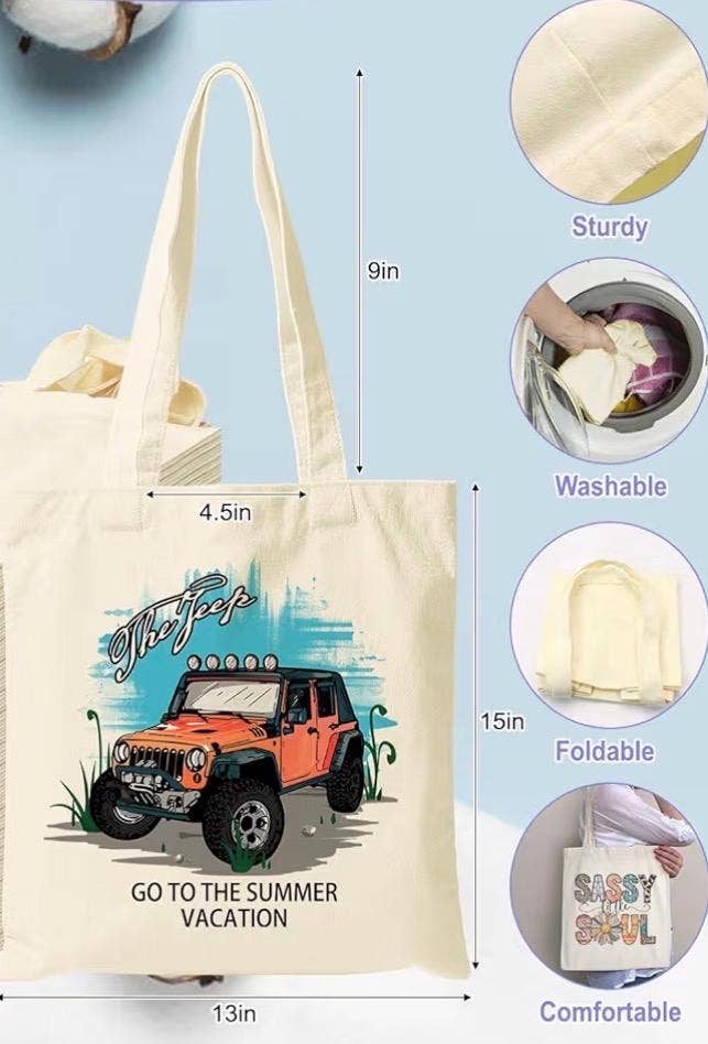 Floral Flag Canvas Tote for Moms, Coworkers, Friends