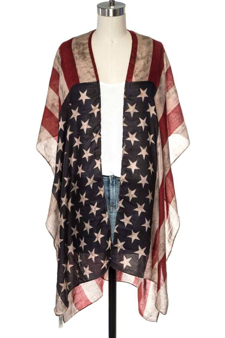Vintage USA Flag Kimono Cardigan