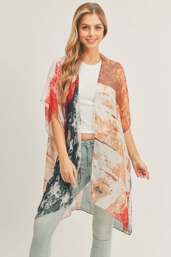 Vintage American Flag Grunge Kimono