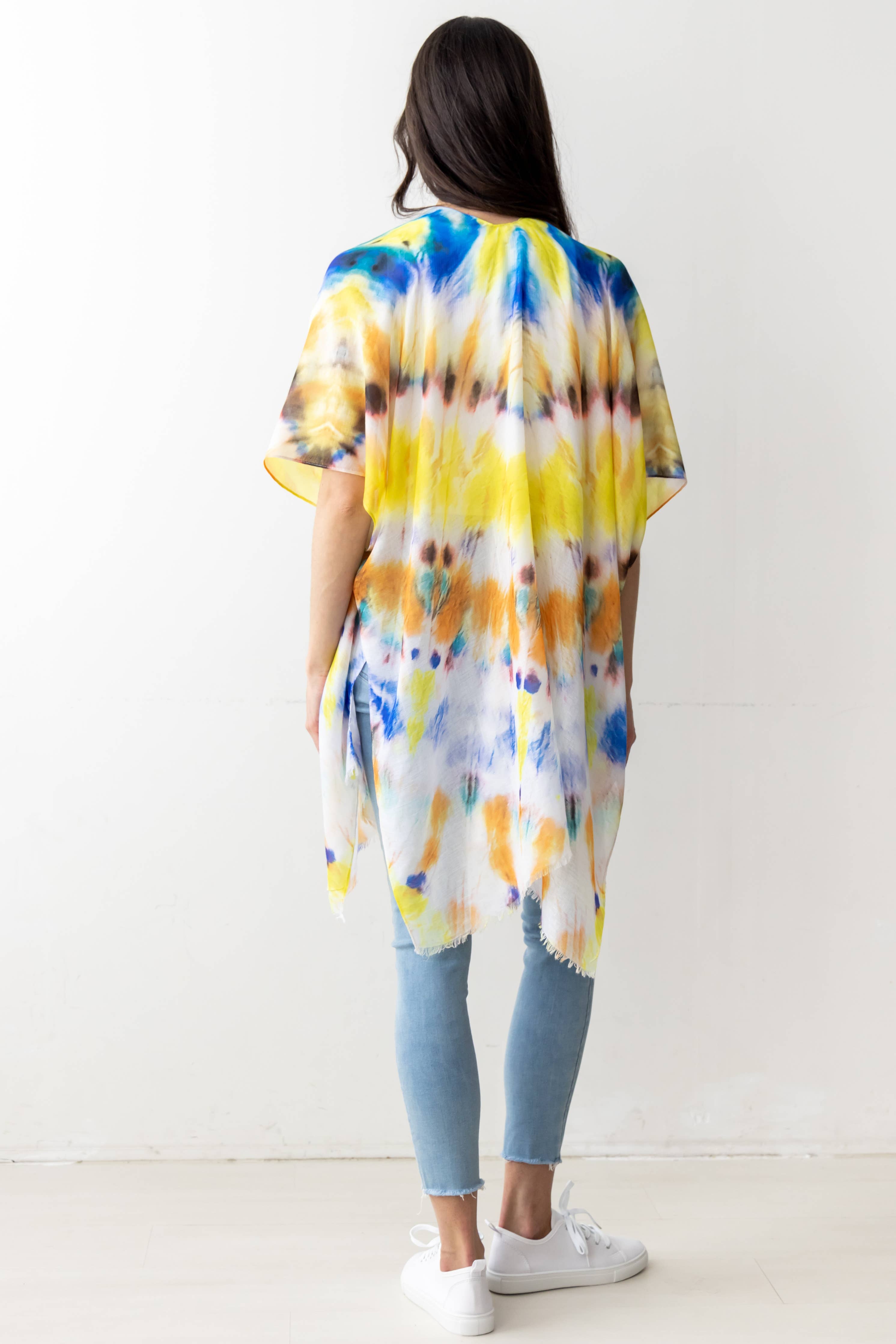Abstract Tie Dye Print Kimono