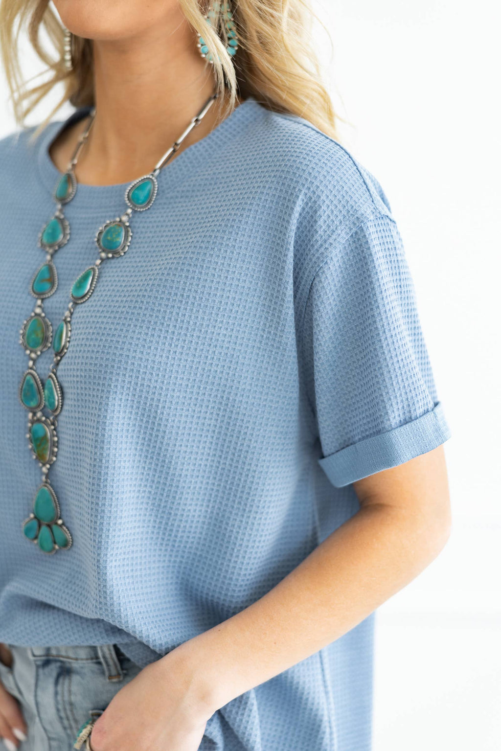 Short Sleeve Two-Tone Thermal Top