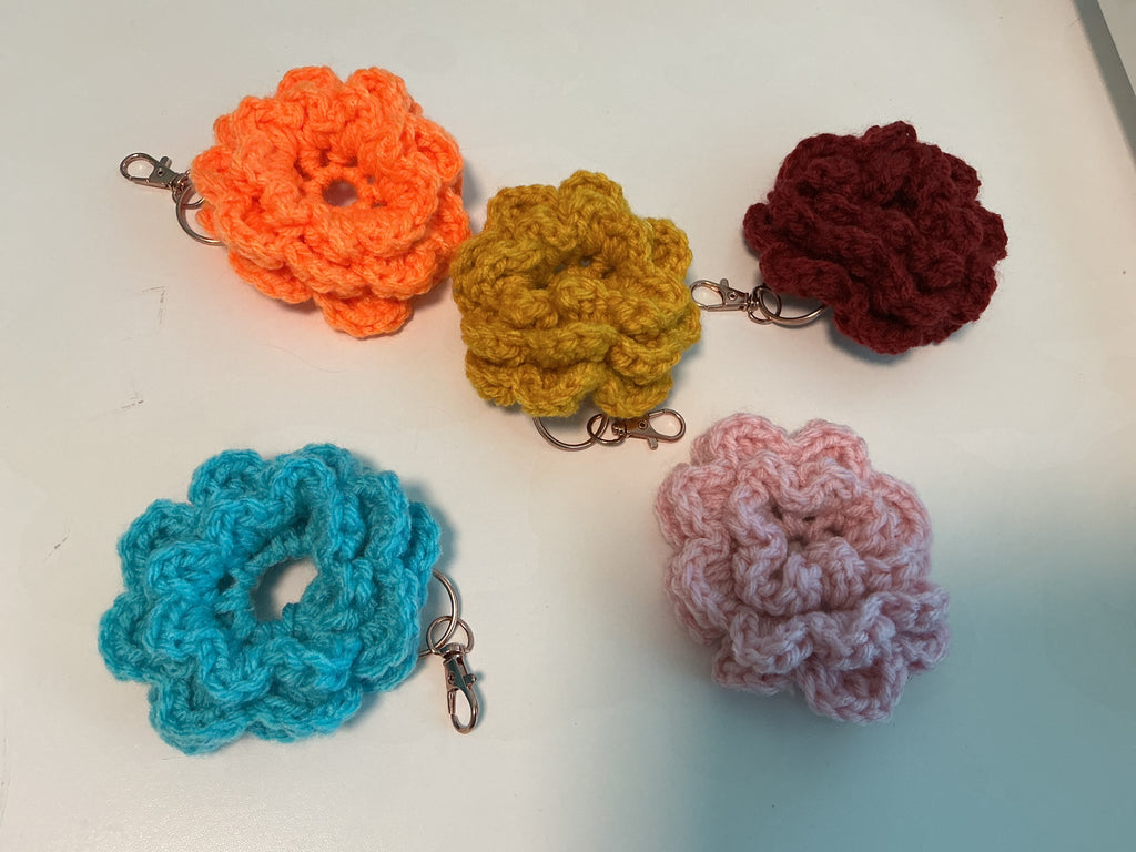 Rose keychain or backpack hanger
