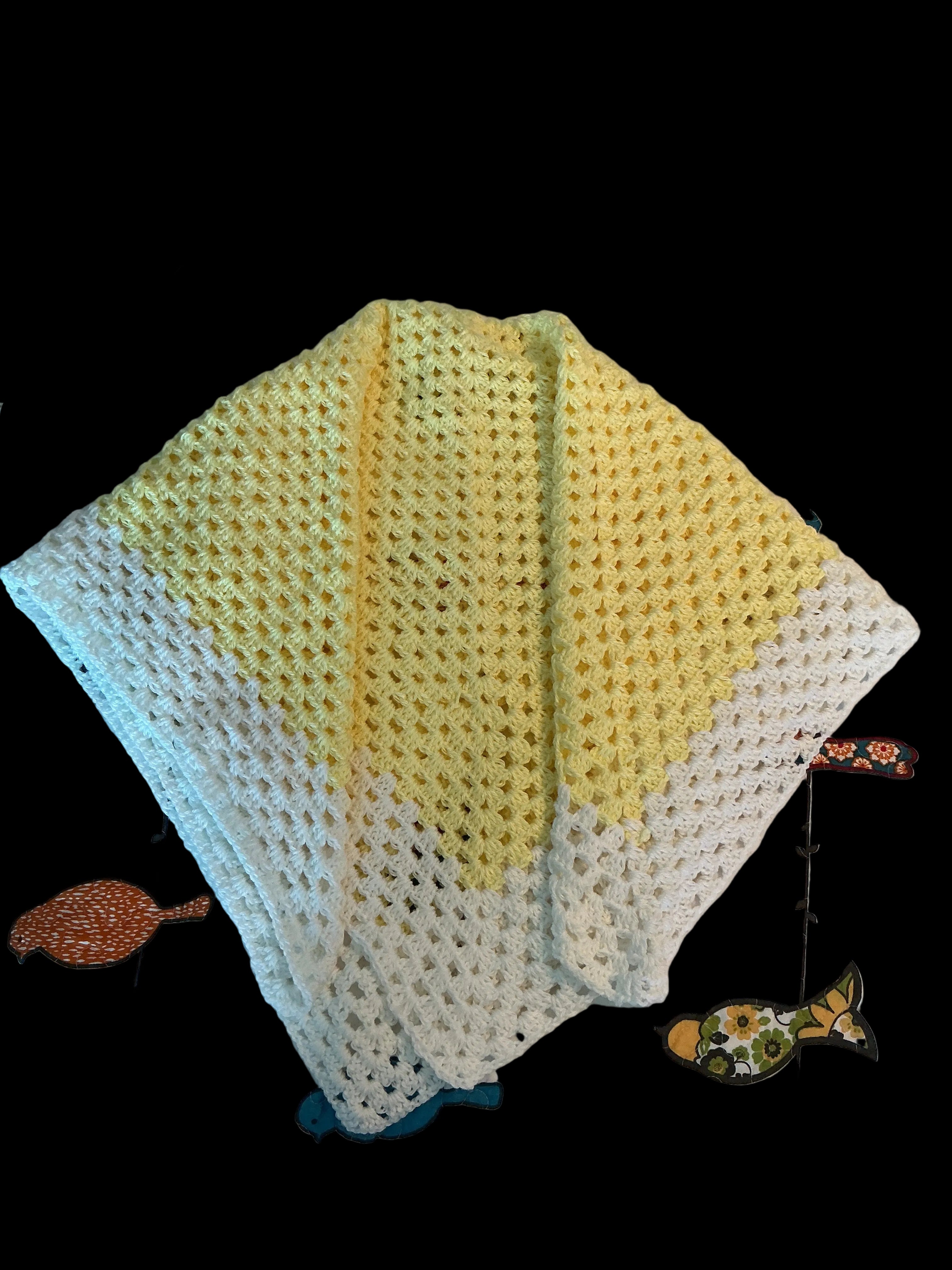 Granny sq yellow white