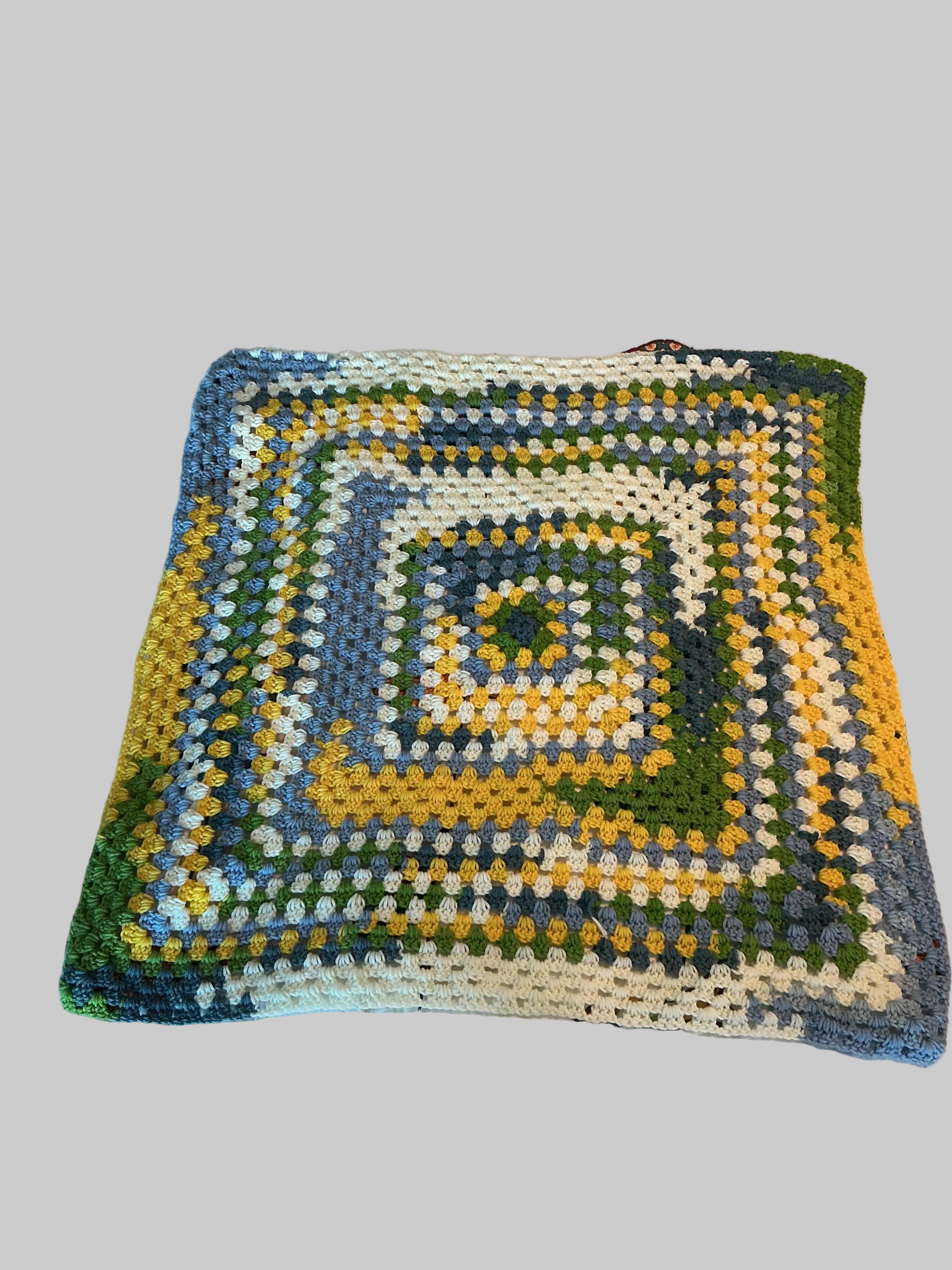 Granny sq blue green yellow white