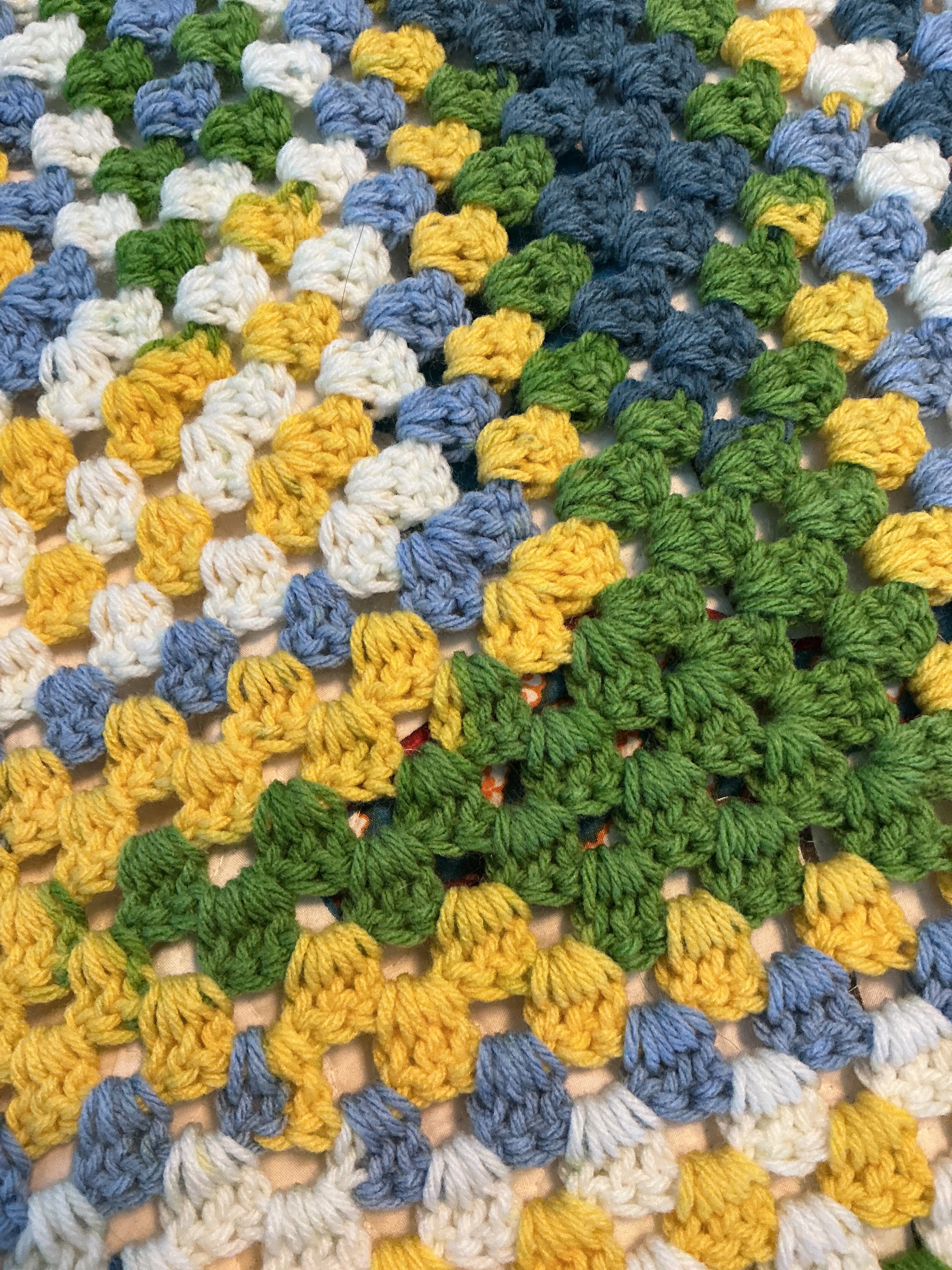 Granny sq blue green yellow white