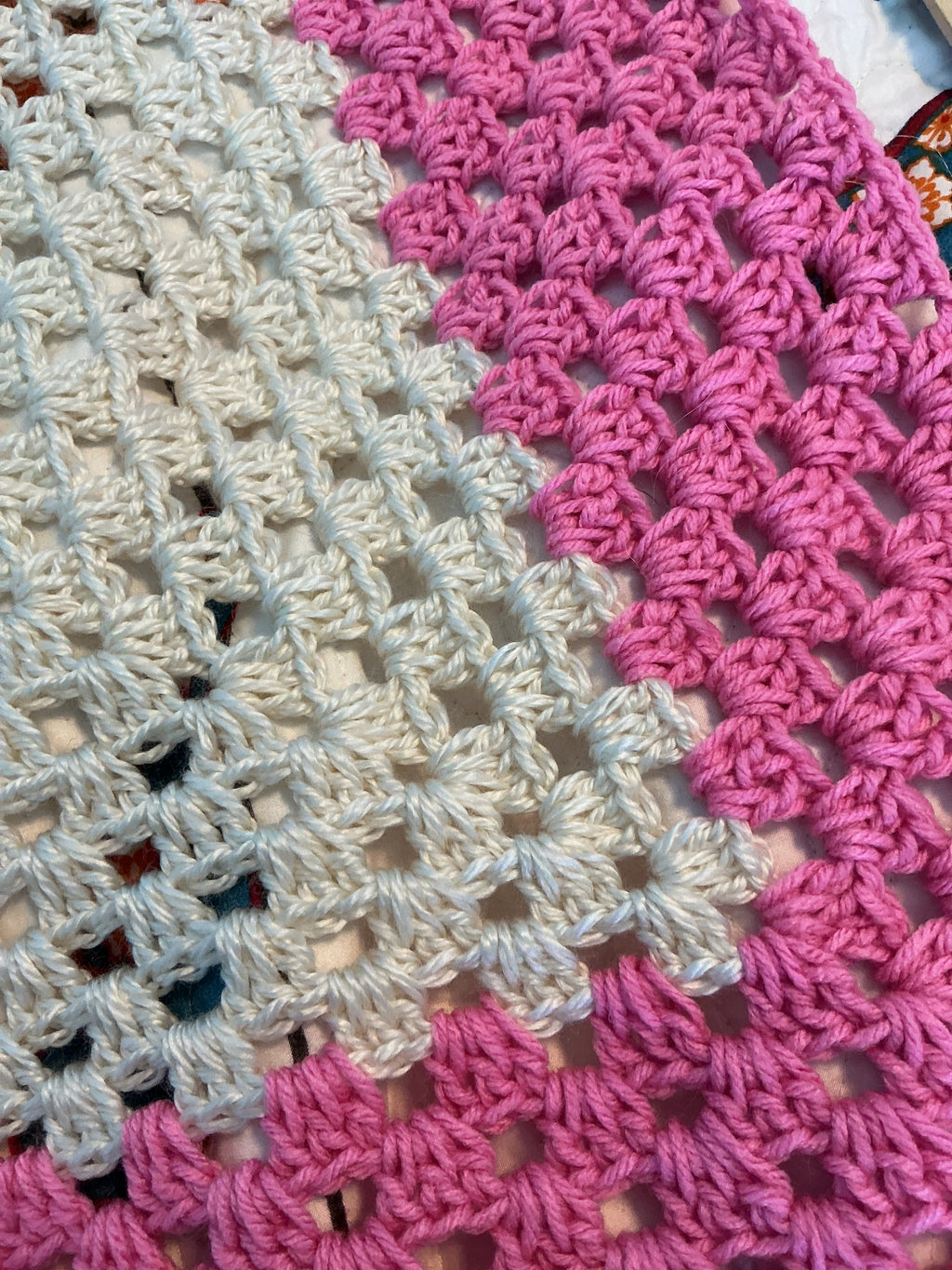 Granny sq pink and white