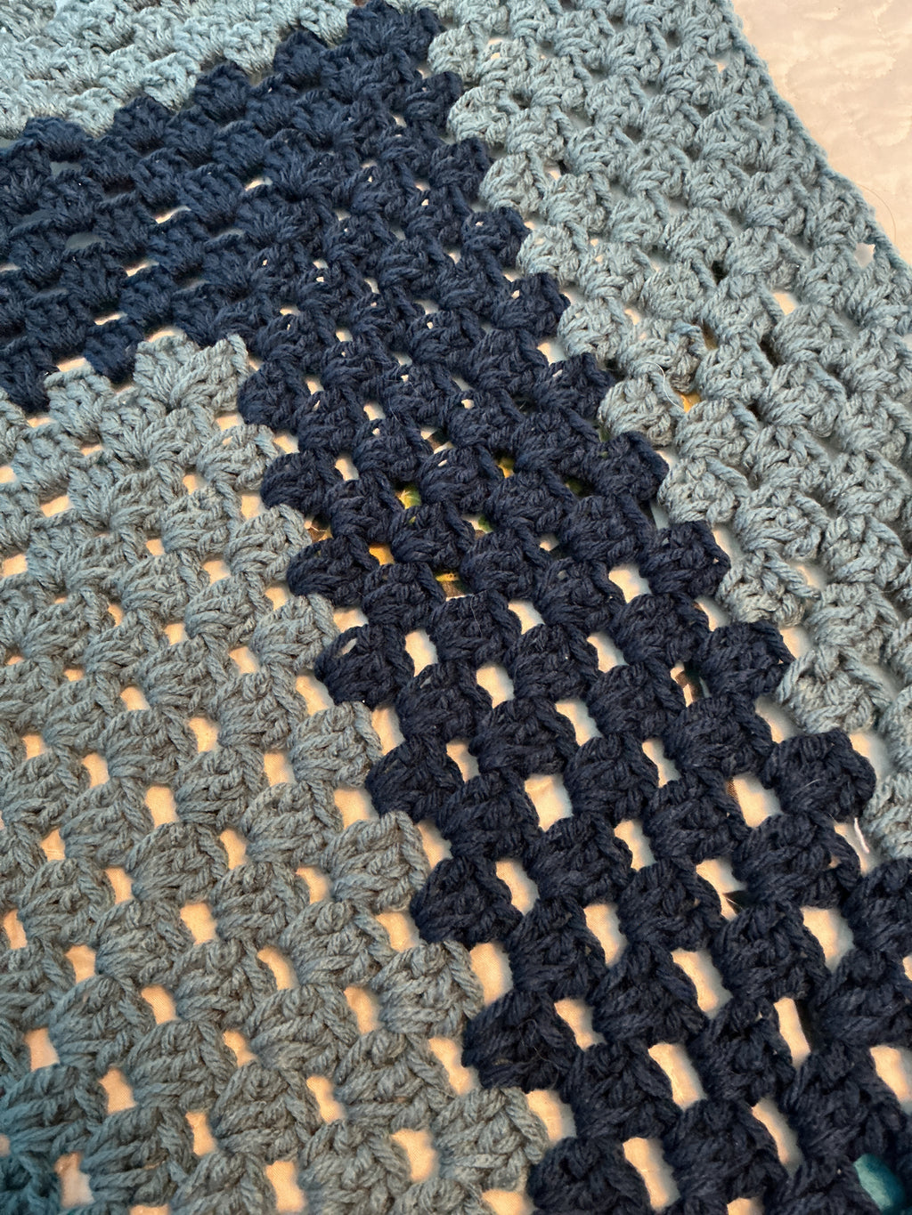 Granny sq blue lil beige