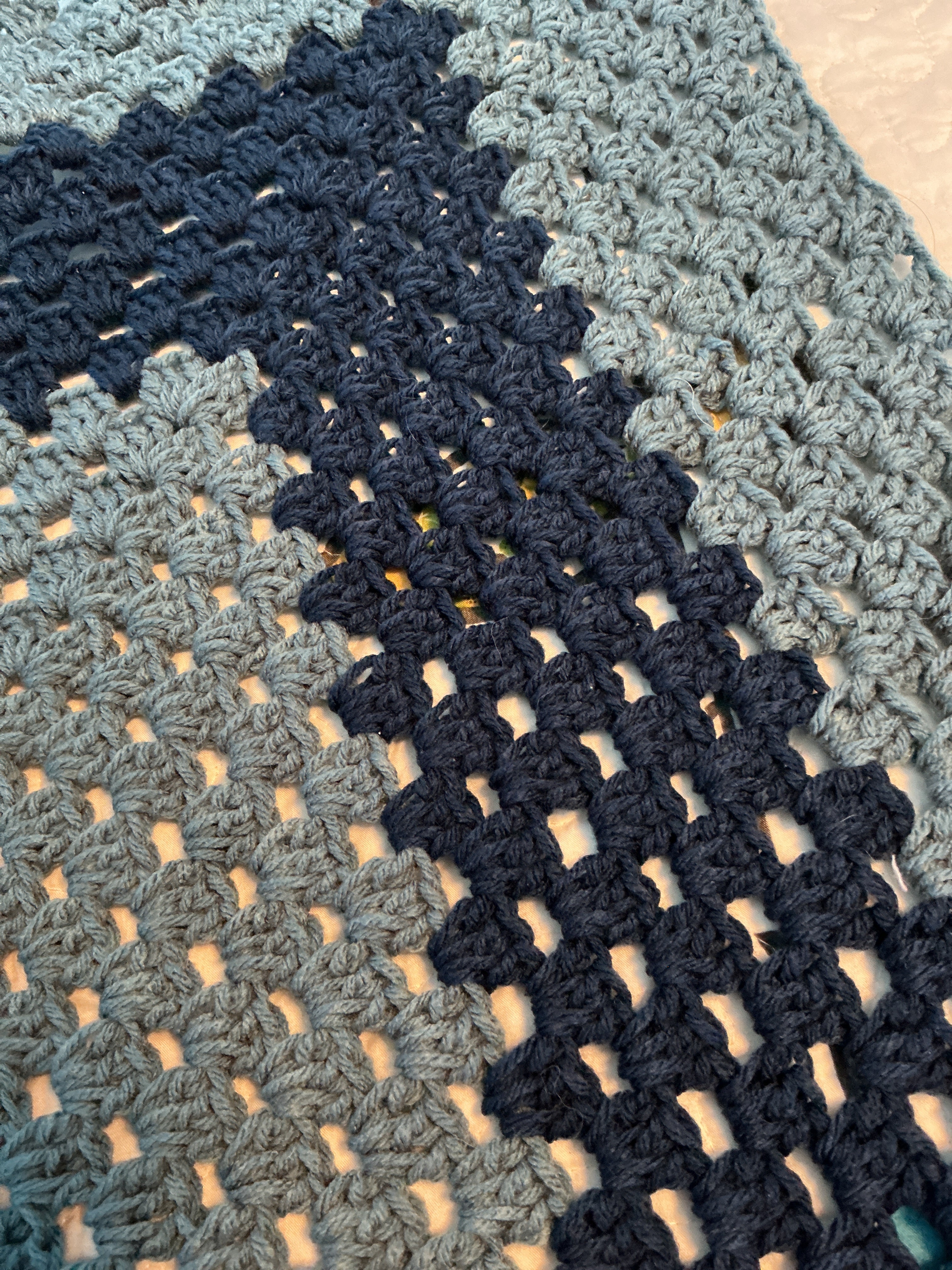 Granny sq blue lil beige